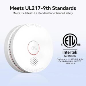 SITERWELL Smoke Detector, 10 Year Product Life Fire Alarm with Magnetic Fastening Kit, Smoke Alarm with Photoelectric Sensor and Low Battery Warning Function for House, ETL-9th Listed, GS509A, 6 Pack