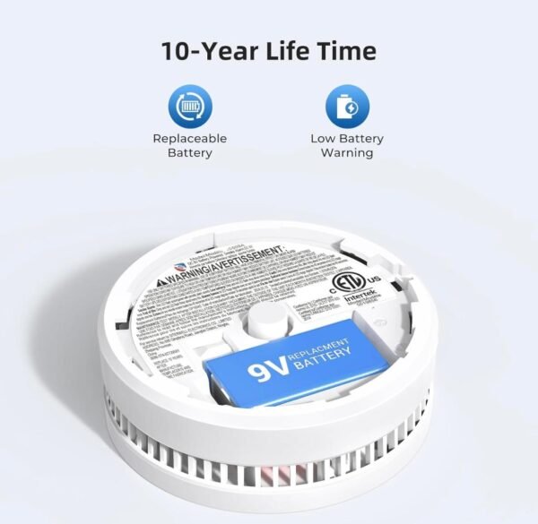 SITERWELL Smoke Detector, 10 Year Product Life Fire Alarm with Magnetic Fastening Kit, Smoke Alarm with Photoelectric Sensor and Low Battery Warning Function for House, ETL-9th Listed, GS509A, 2 Pack - Image 6