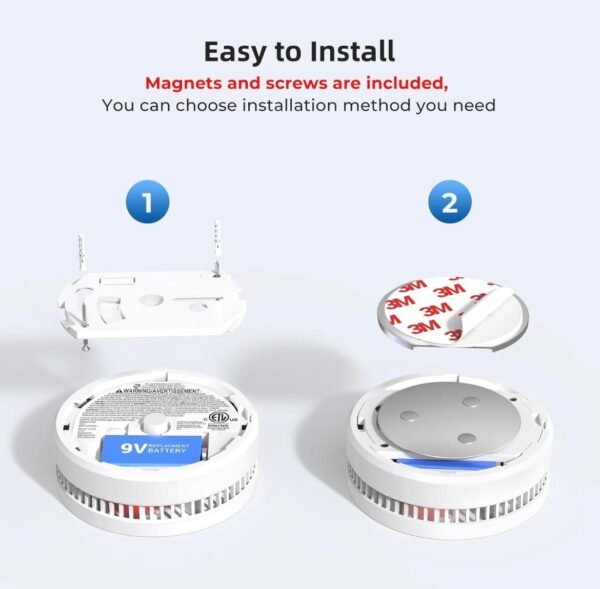 SITERWELL Smoke Detector, 10 Year Product Life Fire Alarm with Magnetic Fastening Kit, Smoke Alarm with Photoelectric Sensor and Low Battery Warning Function for House, ETL-9th Listed, GS509A, 2 Pack - Image 2