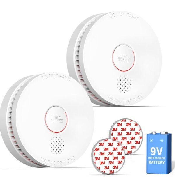 SITERWELL Smoke Detector, 10 Year Product Life Fire Alarm with Magnetic Fastening Kit, Smoke Alarm with Photoelectric Sensor and Low Battery Warning Function for House, ETL-9th Listed, GS509A, 2 Pack